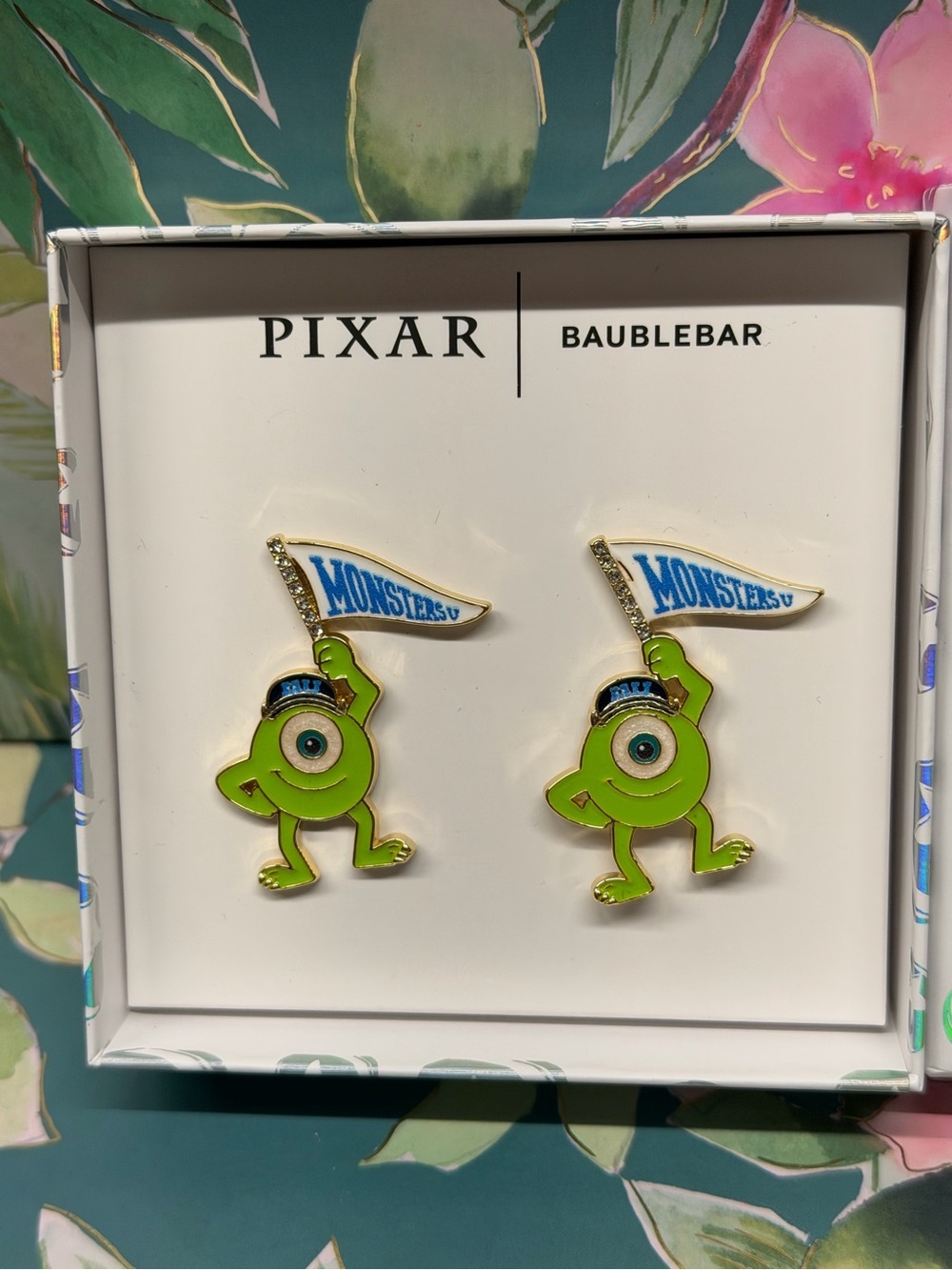 Disney Pixar x BaubleBar Monsters University Mike Wazowski Earrings NIB